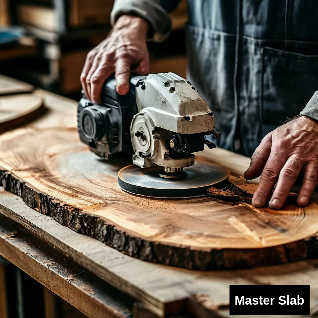 человек шлифует дерево